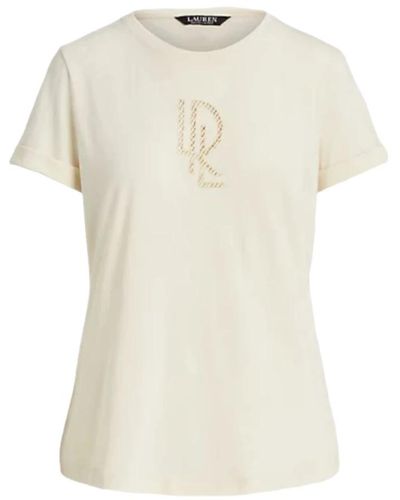 Ralph Lauren Weißes jersey baumwolle t-shirt logo