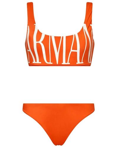 Emporio Armani 2-teiliger Badeanzug mit großem Logo - Orange
