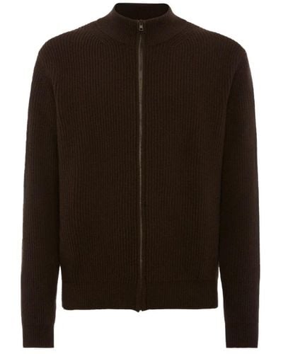 Boglioli Brown wool and cashmere zipped turtleneck sweater - Marrone