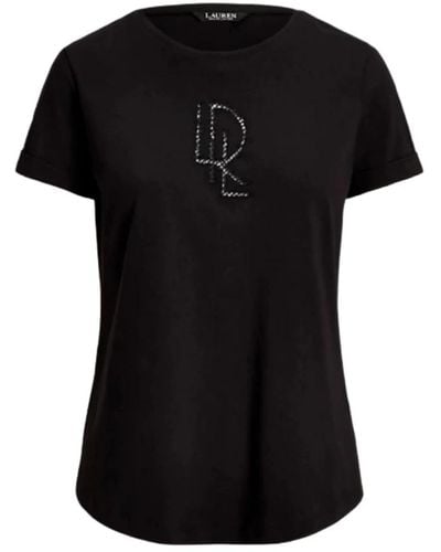 Ralph Lauren Camiseta negra de algodón con logo - Negro
