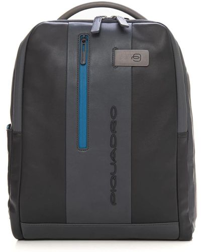 Piquadro Leder rucksack mit mehreren taschen - Schwarz