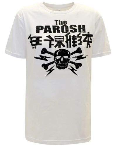 P.A.R.O.S.H. Weißes baumwoll t-shirt culmine