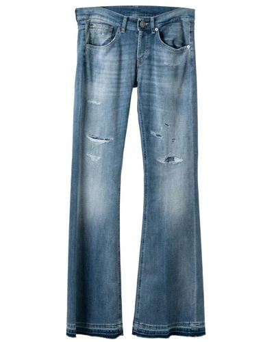 Dondup Distressed low waist flair jeans - Azul