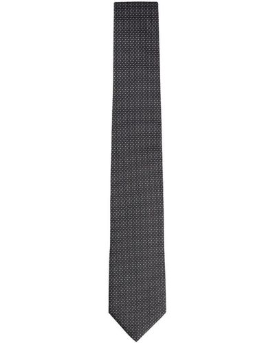 BOSS Set in seta jacquard con cravatta e pochette - grigio scuro