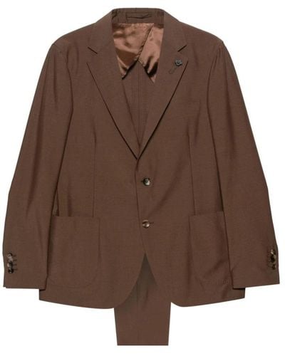 Lardini Single Breasted Suits - Brown