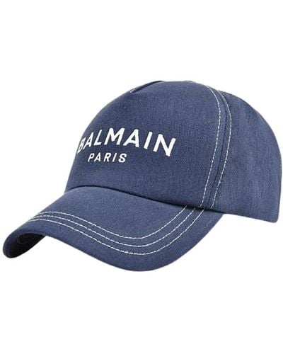 Balmain Cappellino in cotone con chiusura regolabile - Blu