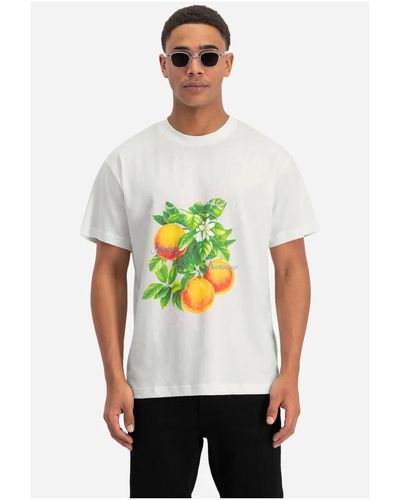 In Gold We Trust T-shirt arancione uomo bianco classico