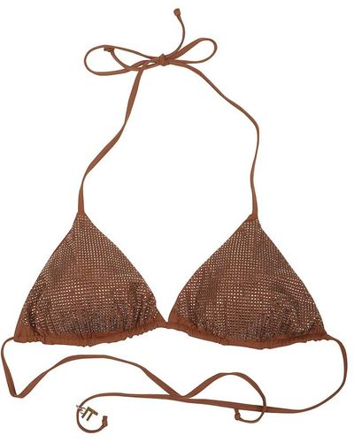 Fisico Rhinestone dreieck bikini top,rhinestone triangle bra in merlot - Braun
