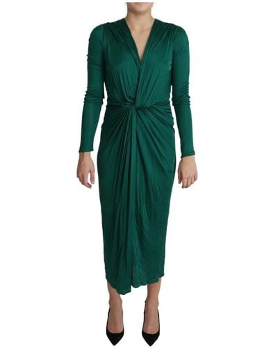 Dolce & Gabbana Abito midi in viscosa verde con silhouette aderente