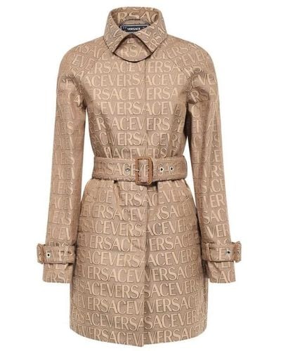 Versace Belted Coats - Natural