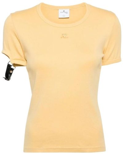 Courreges Kontrast-t-shirt für frauen - Gelb