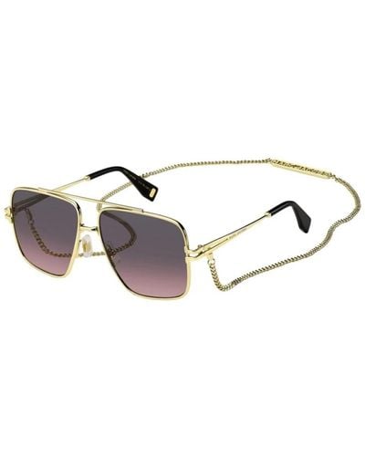 Marc Jacobs Gold-schwarze sonnenbrille mit braunen rosa getönten gläsern - Mettallic