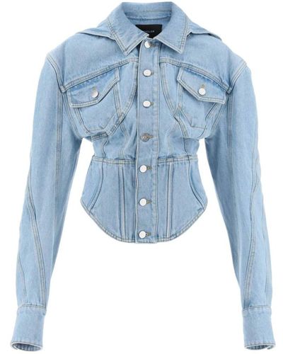 Mugler Denim jacket with corset detail - Blu