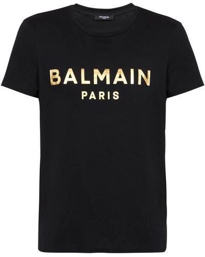 Balmain Black T -shirt Mit Logo -schriftzug - Zwart