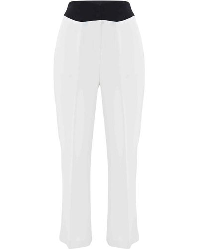 Kocca Pantalones rectos con yugo contrastante - Blanco