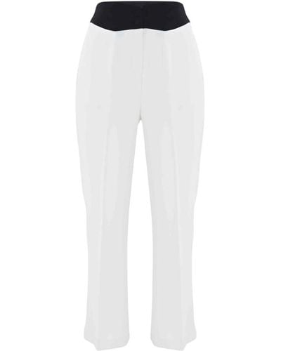 Kocca Pantaloni dritti con giogo a contrasto - Bianco