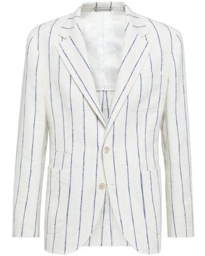 Brunello Cucinelli Linen-wool Suit Jacket - White