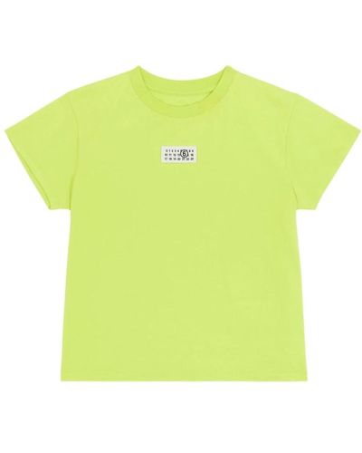 MM6 by Maison Martin Margiela Camiseta de algodón verde con números de firma - Amarillo
