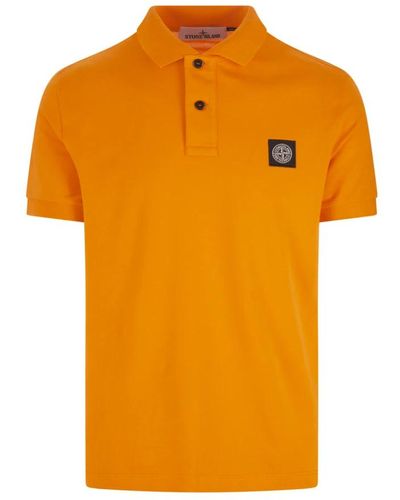Stone Island S polo-shirt mit compass-logo - Orange