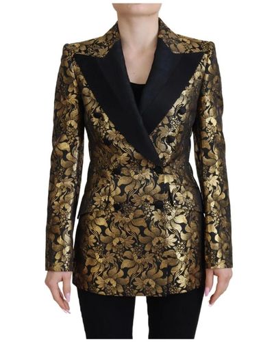 Dolce & Gabbana Cappotto blazer giacca jacquard nero e oro