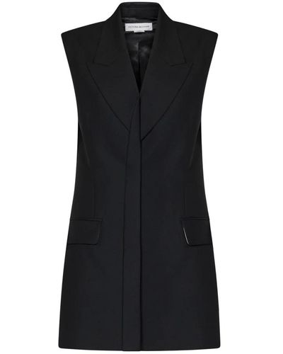 Victoria Beckham Abito nero stile blazer in lana