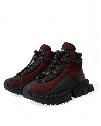 Dolce & Gabbana Borgoña cuero high top sneakers - Negro