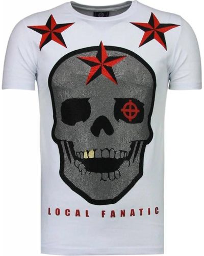 Local Fanatic Rauer spieler schädel mit imitationsdiamanten - t-shirt - 5101w - Grau