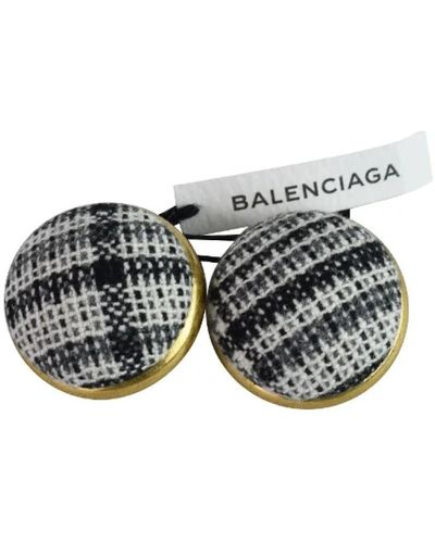 Balenciaga Neue stoffohrringe, rundes knopfdesign - Grau