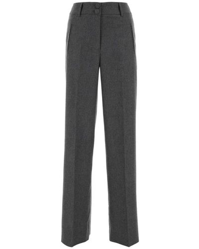 PT Torino Pantalón ancho de lana gris oscuro - Negro