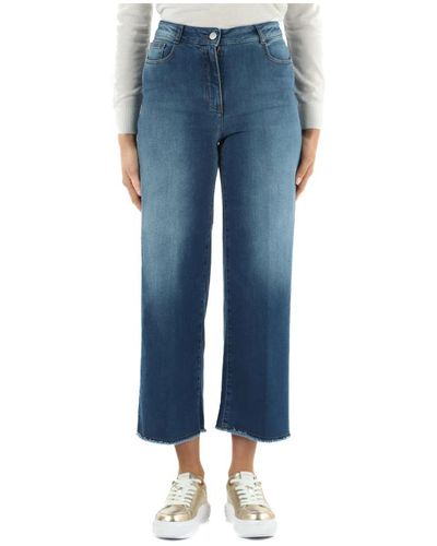Peserico Pantalone jeans cinque tasche gamba larga - Blu