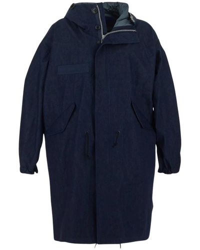 Junya Watanabe Oversized cappotto in cotone - Blu