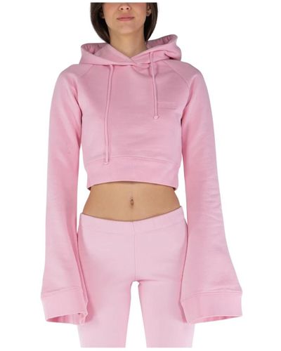 Vetements Cropped hoodie mit ausgestelltem ärmel - Pink