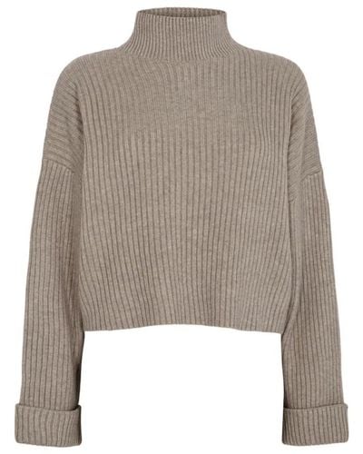 co'couture Turtle Neck Box Crop Sweater - Grau