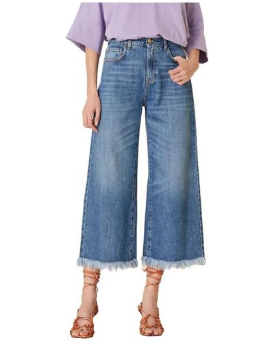 Manila Grace Cropped Jeans - Blau