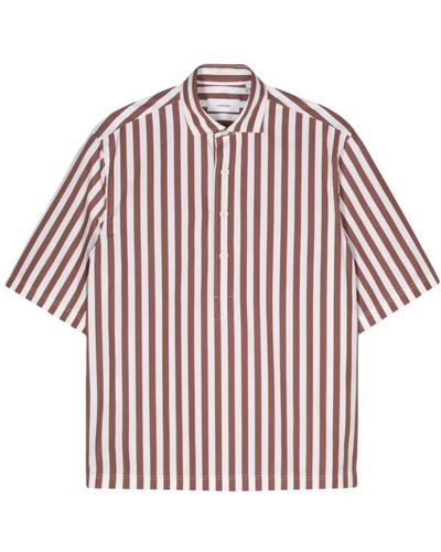 Lardini Tokyo hemd braun,ivory/brown polo shirt,stilvolles polo-shirt - Rot