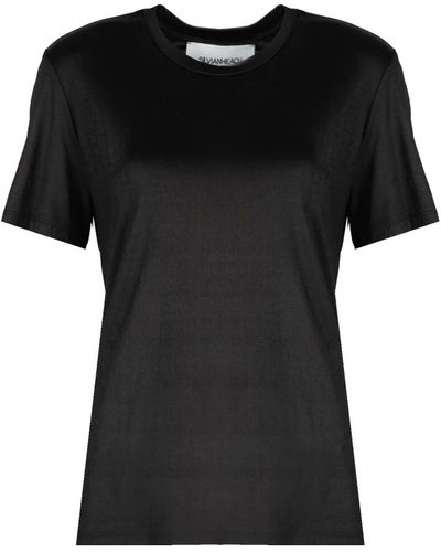 Silvian Heach Camiseta básica de cuello redondo y mangas cortas - Negro
