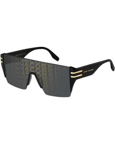 Marc Jacobs Schwarze/graue sonnenbrille mit gold-logo