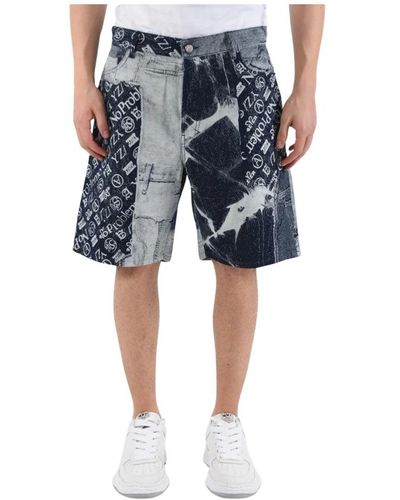 Aries Denim patchwork shorts - Blau