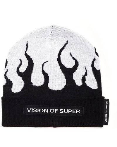 Vision Of Super Beanie With RED Flames - Schwarz