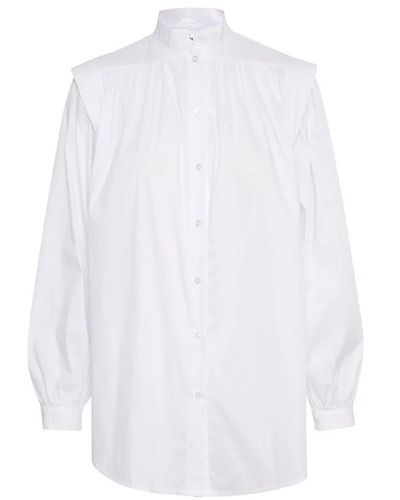 Karen By Simonsen Camicia femminile con maniche a palloncino e dettagli a balze - Bianco