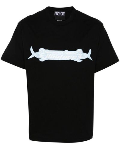 Versace Schwarze logo print t-shirts und polos