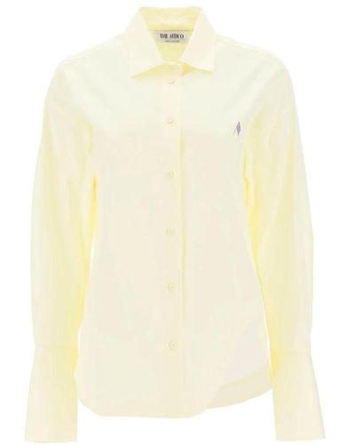 The Attico Camicia in cotone eliza con ricamo logo - Giallo