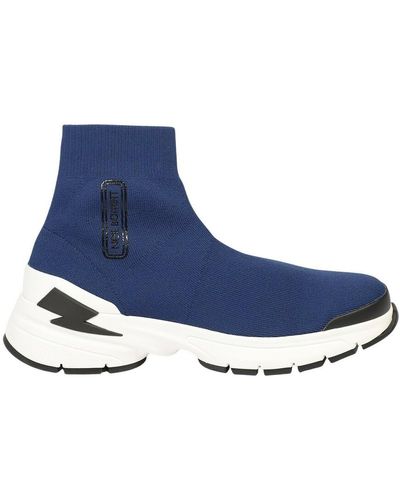 Neil Barrett Sneakers bolt sock blu con logo laterale