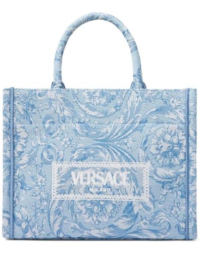 Versace Rosa athena jacquard logo tasche - Blau