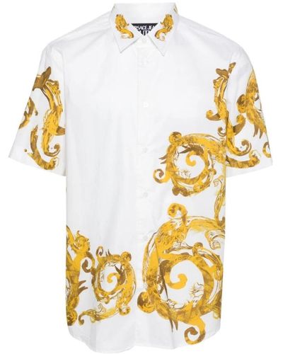 Versace Weiße barock pop panel hemd,weißes watercolor barockhemd - Mettallic