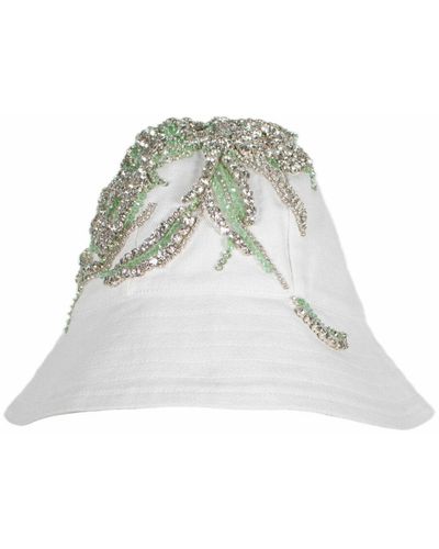 N°21 Bucket hat with crystals - Blanco