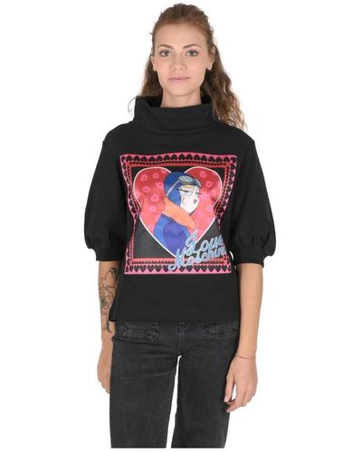 Love Moschino Sudadera de mezcla de algodón negra - Negro