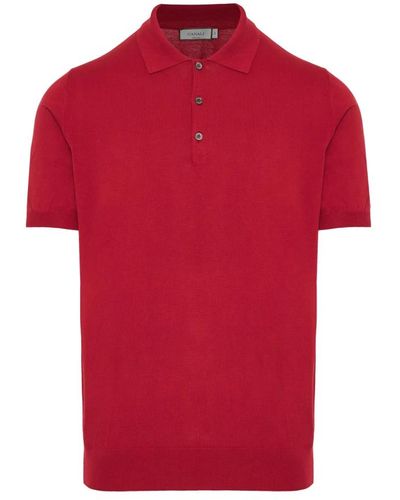 Canali Klassisches baumwoll-poloshirt made in italy - Rot