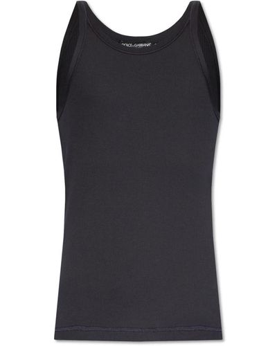 Dolce & Gabbana Geripptes ärmelloses t-shirt - Schwarz