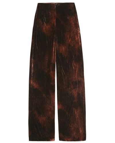 Cortana Pantaloni larghi in velluto di seta - Marrone